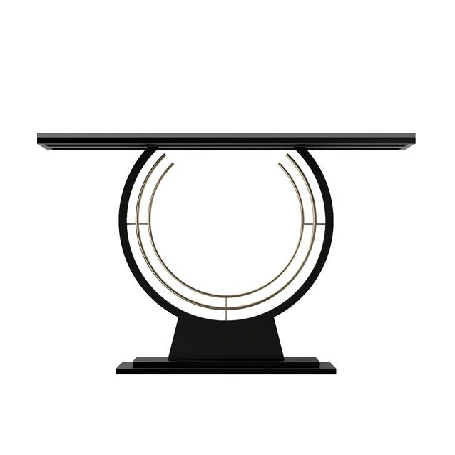 Modern Stone Console Table Rectangle End Table with Shelf for Hall