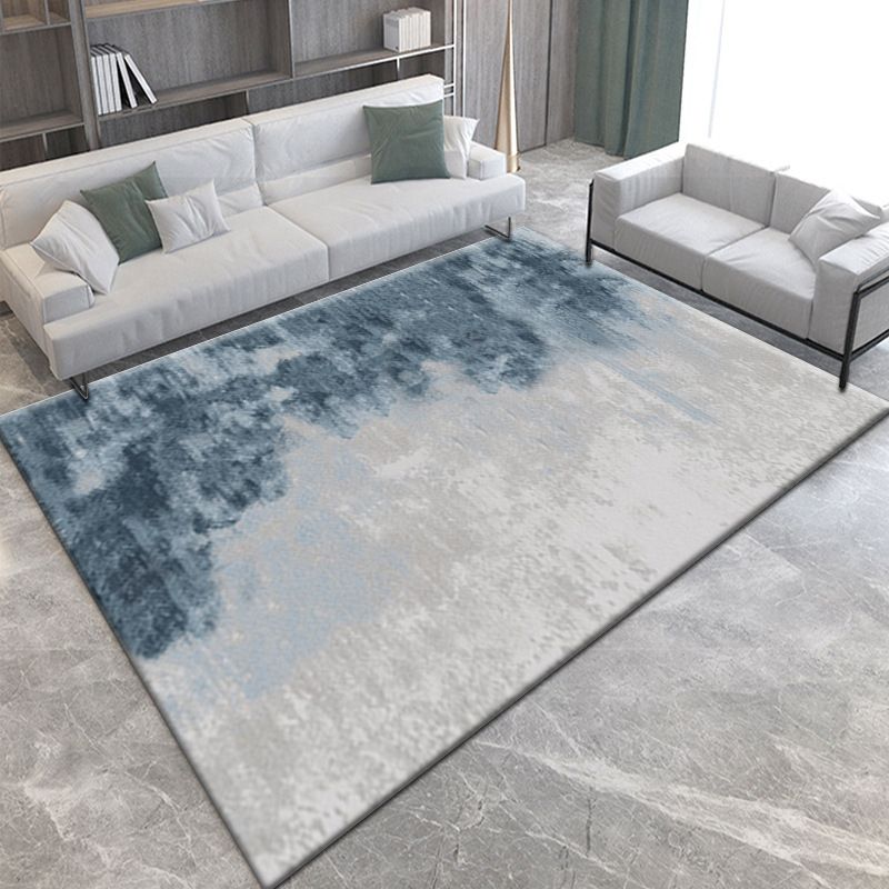 Black Modern Area Rug Polyester Graphic Rug Washable Indoor Rug for Living Room