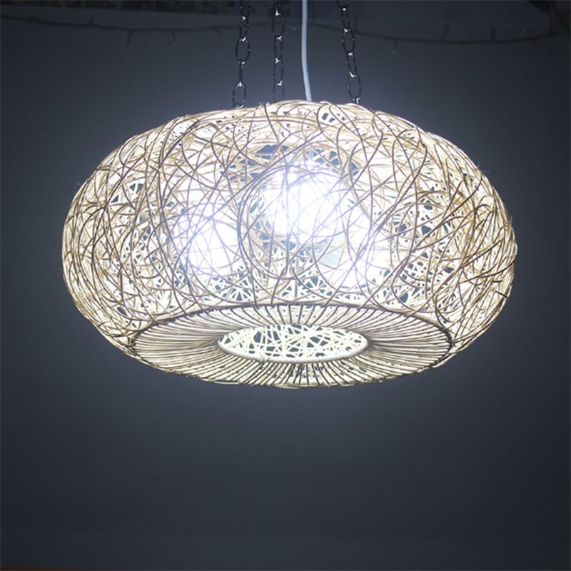 Linterna modernista lámpara colgante de techo de luz 1 bulbo en madera para sala de estar