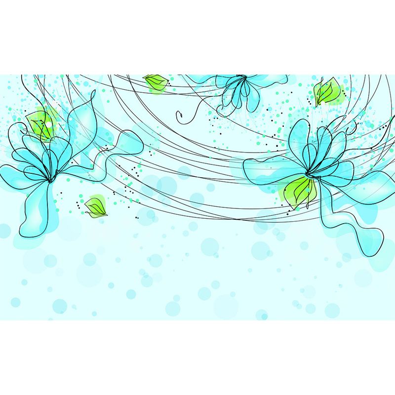Whole Flower Wall Paper Mural Art Deco Lovely Bubbles Wall Covering in Blue and Green