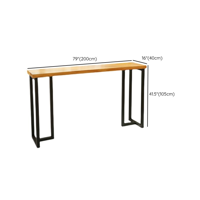 Rectangular Bar Height Table Black Legs and Metal Base Bar Table for Living Room