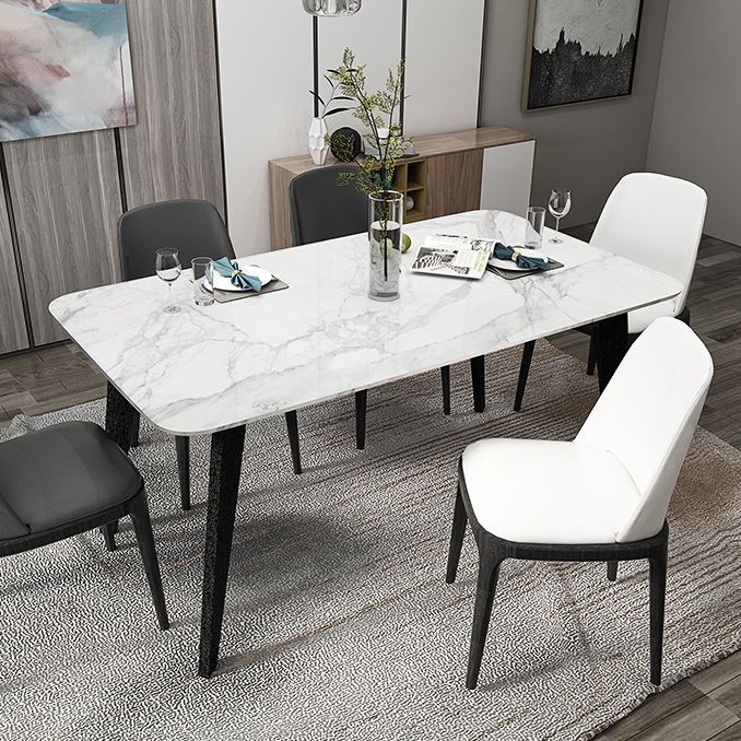 Mesa de comedor industrial rectangular mesa fija con piedra sinterizada
