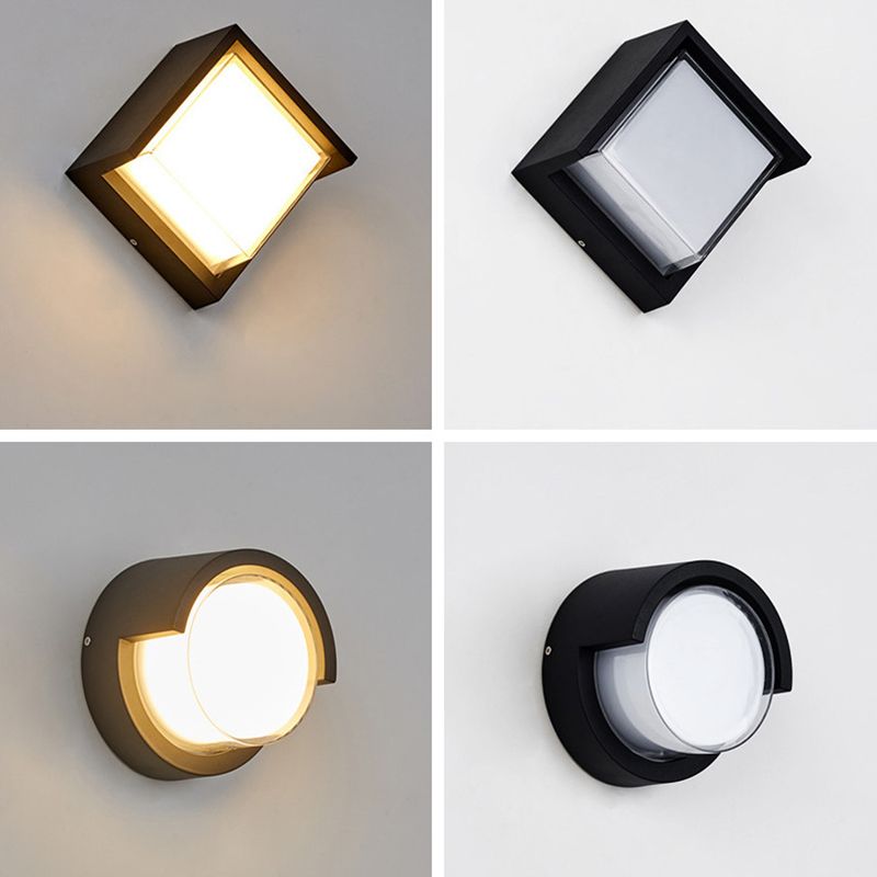 1-Light Acrylic Wall Mount Light Fixture Black Modern Style Geometric Wall Sconce