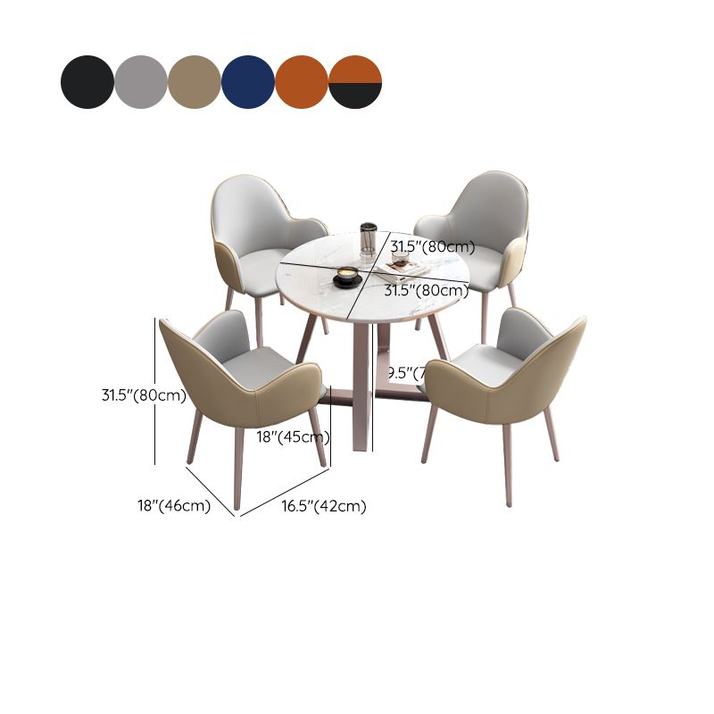 Glam Stone Furniture Set of 5 Round Shape Dinette Table with Upholstered Chair