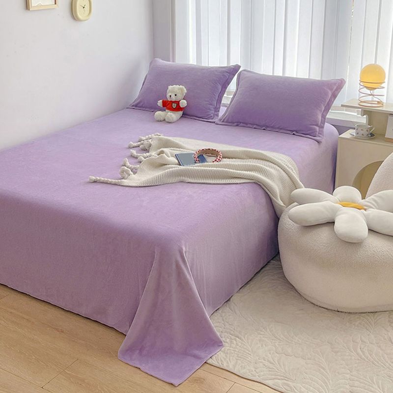 Solid Color Bed Sheet Set 100 Cotton Flannel Ultra Soft Bed Sheet Set