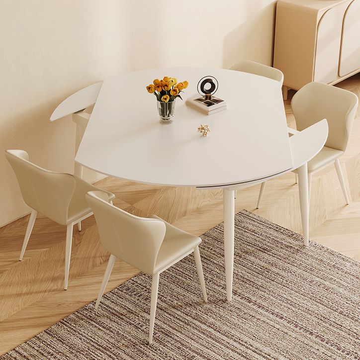 Extendable 1/5/7 Pieces Furniture Sintered Stone Dining Set in White