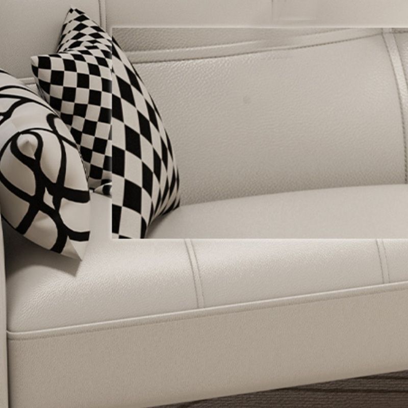 Tufted Split-Back Seating Leather Square Arm Sofa with Pillows