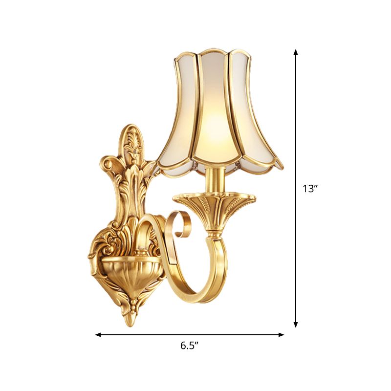 Brass Gold Finish Wall Light Sconce Scrolled Arm 1/2 Bulbs Colonial Style Wall Mount Lighting