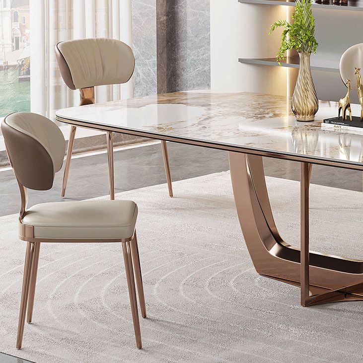 Glam Metal Dining Chairs Open Back Dining Side Furniture in Matte Finish