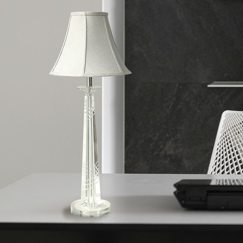 Lampada da comodino Bell grigio crema contemporanea 1 lampadina trasparente K9 illuminazione notturna in cristallo per camera da letto