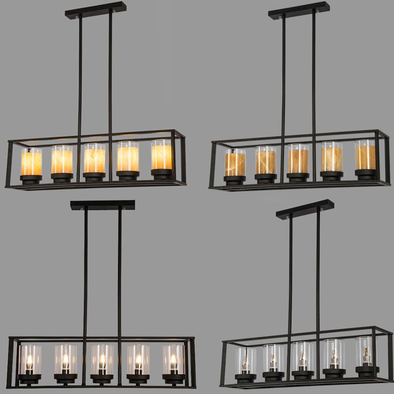 Lampadini del lampadario lineare industriale Smoke Glass Isola Lampadri per sala da pranzo