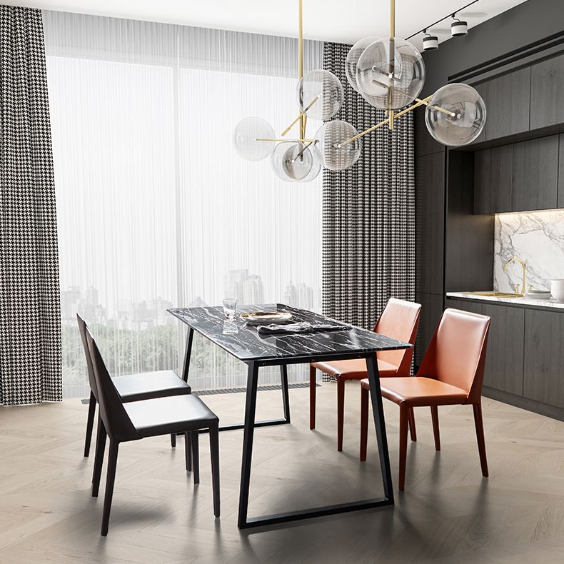 Silla auxiliar de comedor contemporánea Silla de respaldo sólido sin brazos Brasserie de cuero