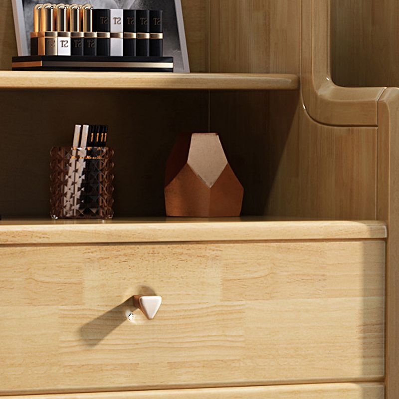 Glam Bedroom Storage Chest Vertical Rubber Wood Chest with Drawers