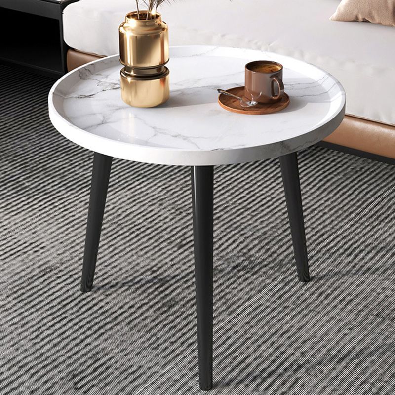 14.9/18.8" H 4-Leg Base Wooden Solid Color Round Coffee Table For Apartment