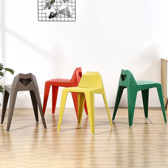 Chaise de salle à manger contemporaine à dossier solide, chaise de cuisine en plastique