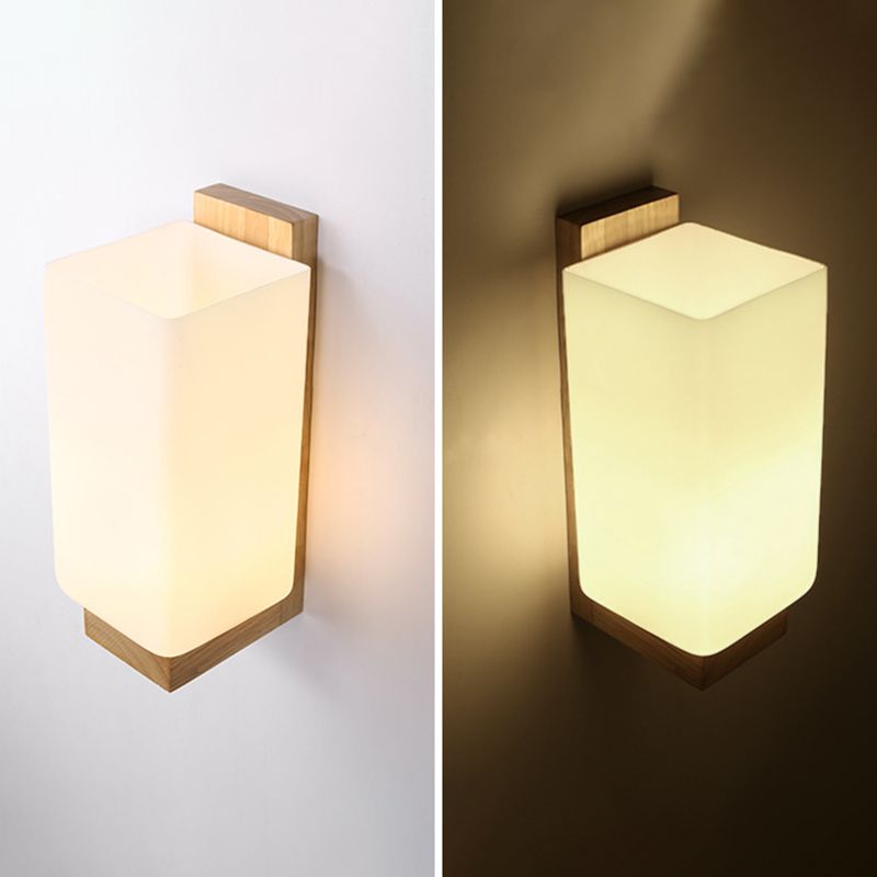 Color de registro apliques de pared individual en moderna luz de pared rectangular de madera de estilo conciso para dormitorio