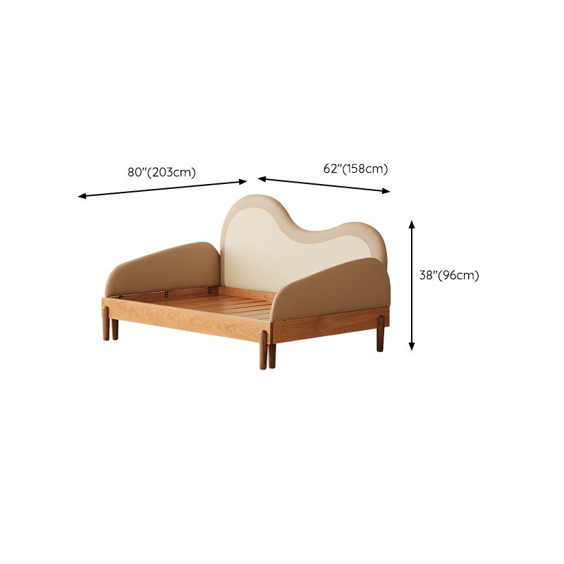 Contemporary Solid Wood Kids Bed Blue/Brown Daybed with Upholstered