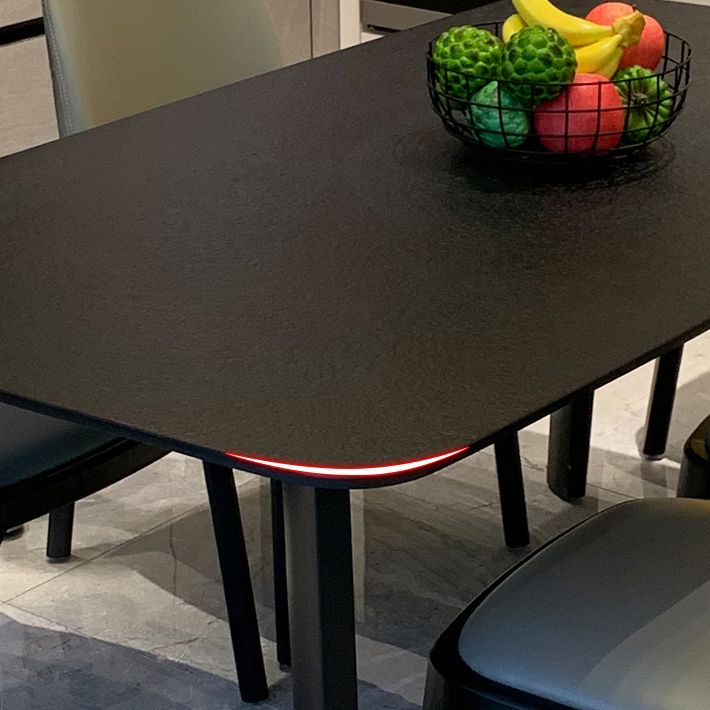 Modern Dining Table for Kitchen Black Dinette Table with Wooden Legs