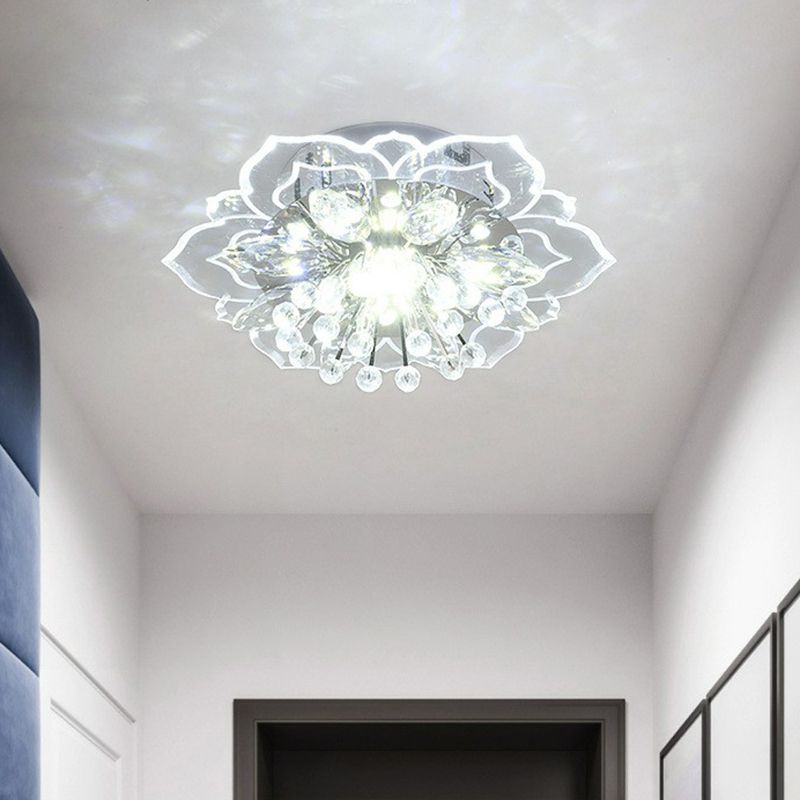 Blossom Crystal Flush Ceiling Light Contemporary Clear LED Flush Mount Lighting Fixture