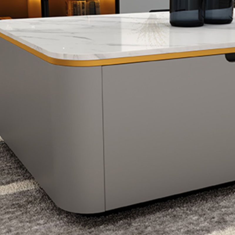 Rectangular Slate Coffee Table Contemporary Simple 4 Drawers Cocktail Table in White