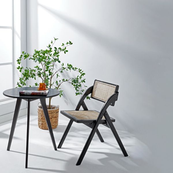 Silla de estilo contemporáneo de madera de caucho con respaldo abierto, silla individual para comedor y cocina