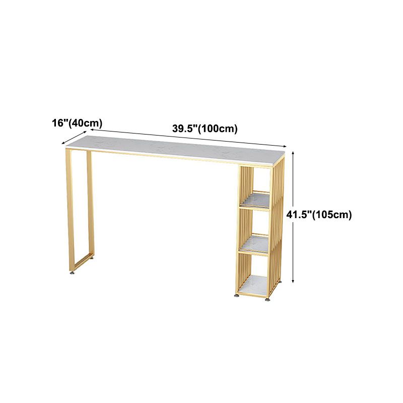 Glam Style Rectangle Counter Table Marble Top 42-inch Height Table for Living Room