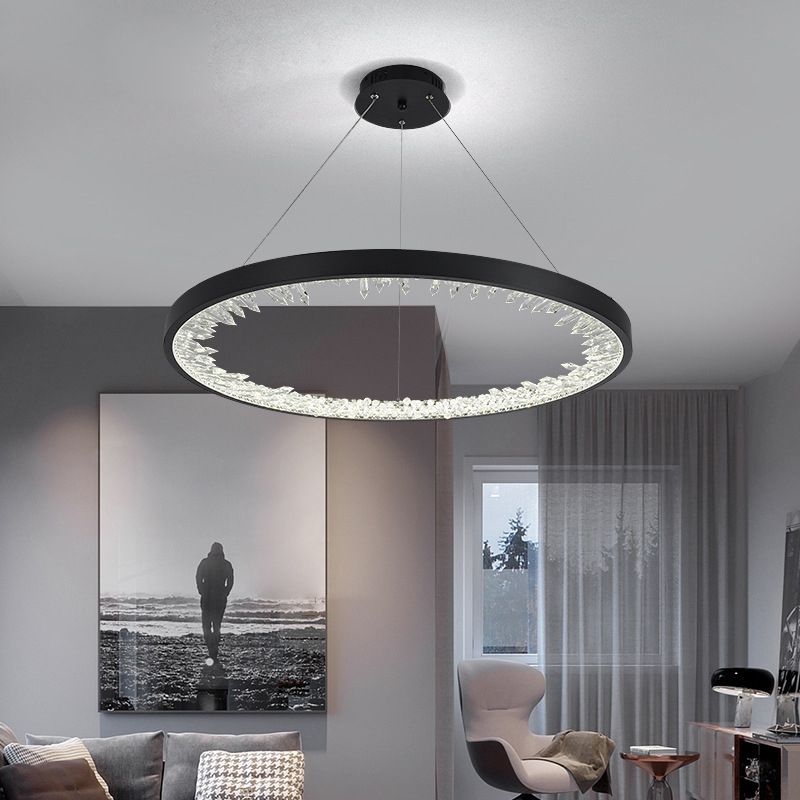 Aluminum Circle Chandelier Lamp Simple Bedroom Chandelier Light