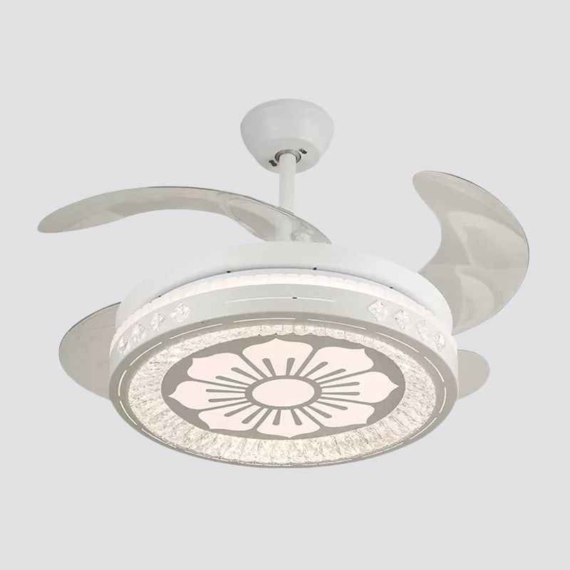 Simpulla Light a fiiling semifulò da 19 "Luce a filo rotondo a sospensione con tonalità acrilica, 4 lame