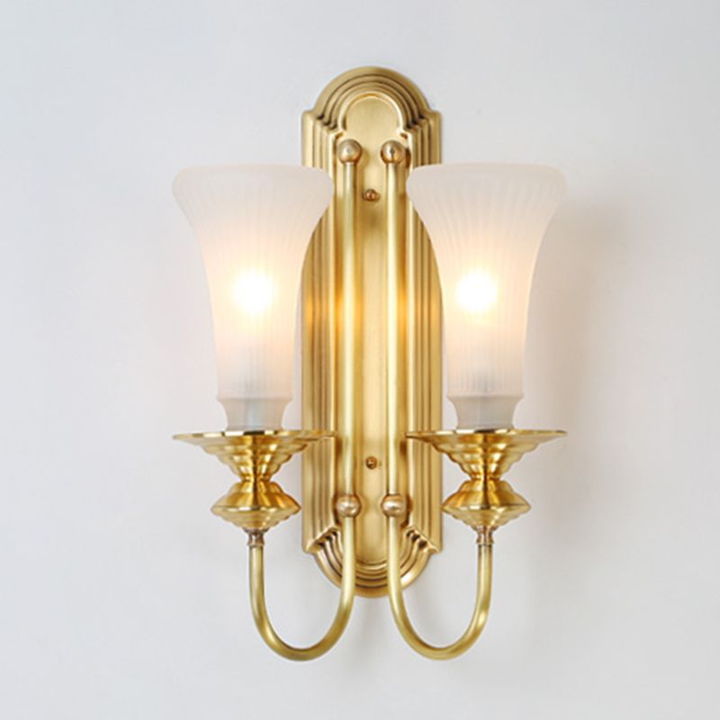 Contemporary Armed Wall Mounted Light Milk Glass Wall Lamp for Bedroom