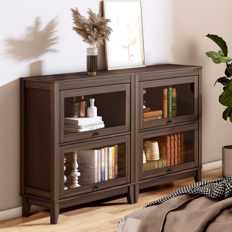 Contemporary Manufactured Wood Vertical Bookcase with Glass Doors