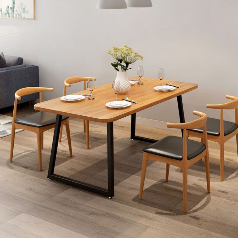 Industrial 1/2/5 Pieces Furniture Rectangle Solid Wood Dining Table Set in Brown