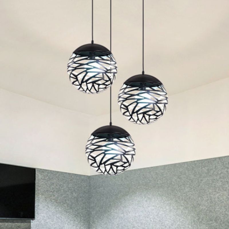 Luz de comedor de luz colgante de globo hueco metálico 1 Luz de colgante contemporáneo de luz