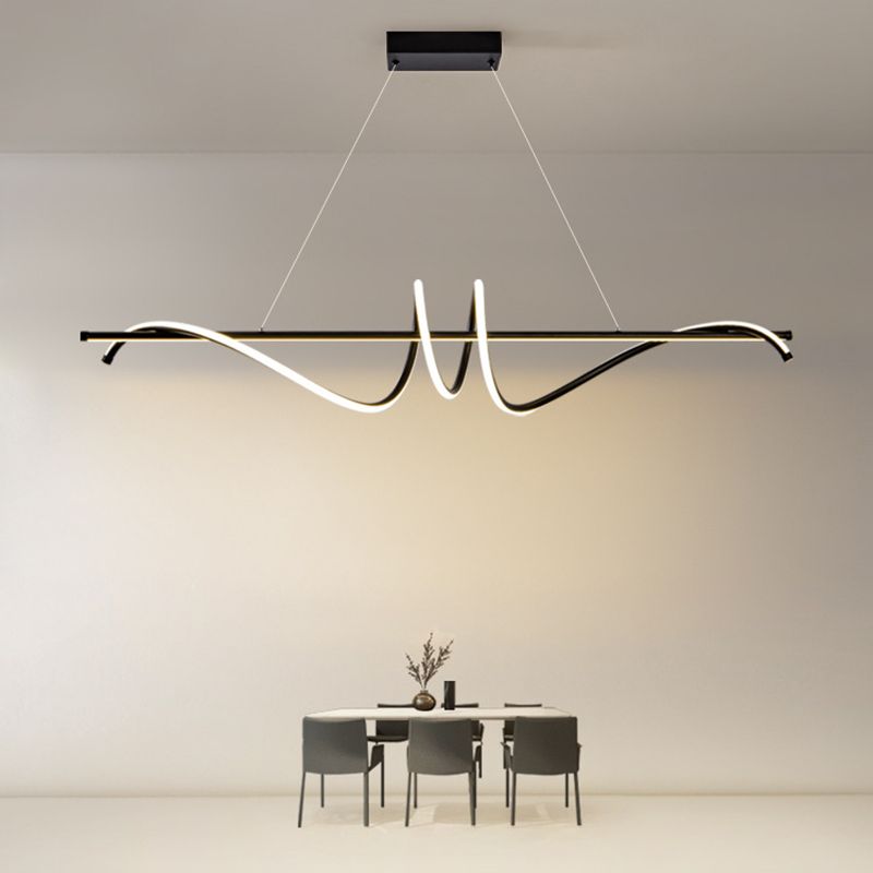 Modern Wavy Island Light Fixture Metal Dining Room Island Pendant Light