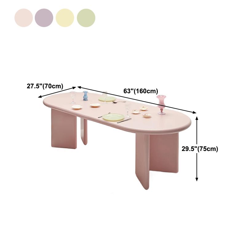 Modern Style Dining Table Oval Solid Wood Dining Table with Double Pedestal Base