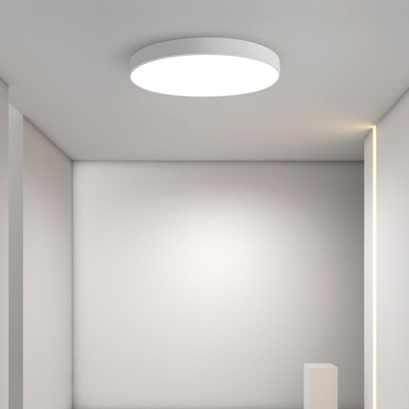 Lámpara de techo LED circular blanca de hierro forjado con pantalla acrílica y simplicidad moderna
