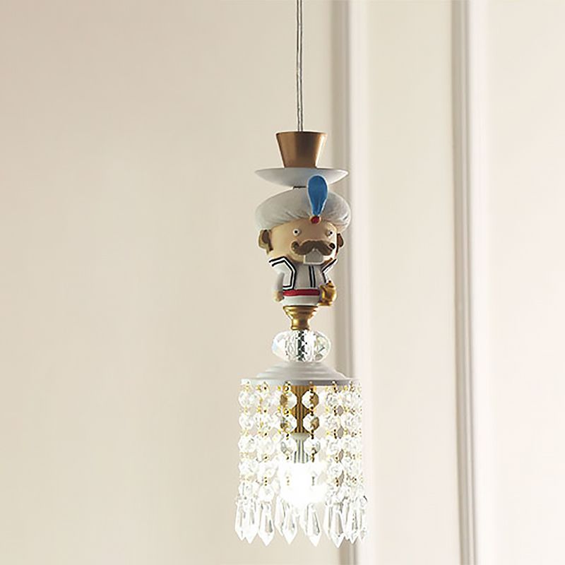 Puppenschlafzimmer Hängende Leuchte Metall 1/3 Lichter moderne Anhängerbeleuchtung in Weiß mit Kristallabfall