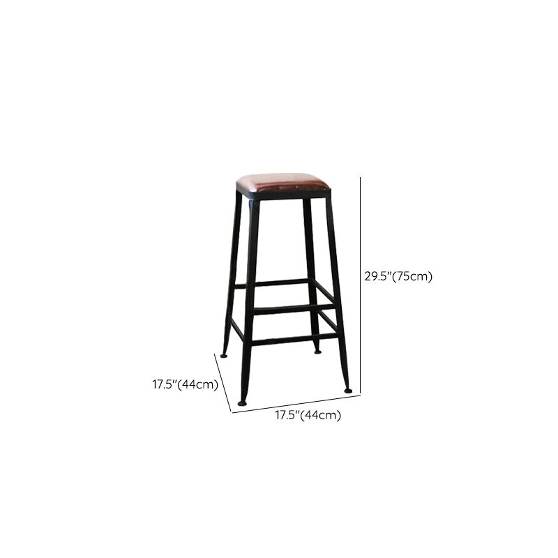 Industrial Faux Leather Dining Stool Low Back Bar Stool with Cushion