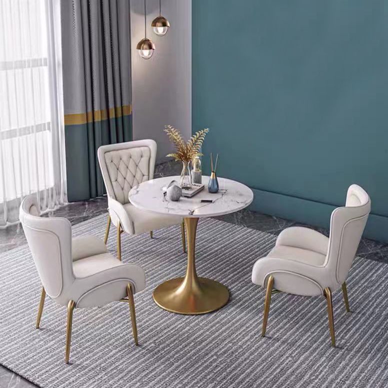 Glam pu lederen eetkamerstoelen metalen eetstoel stoel voor thuisgebruik