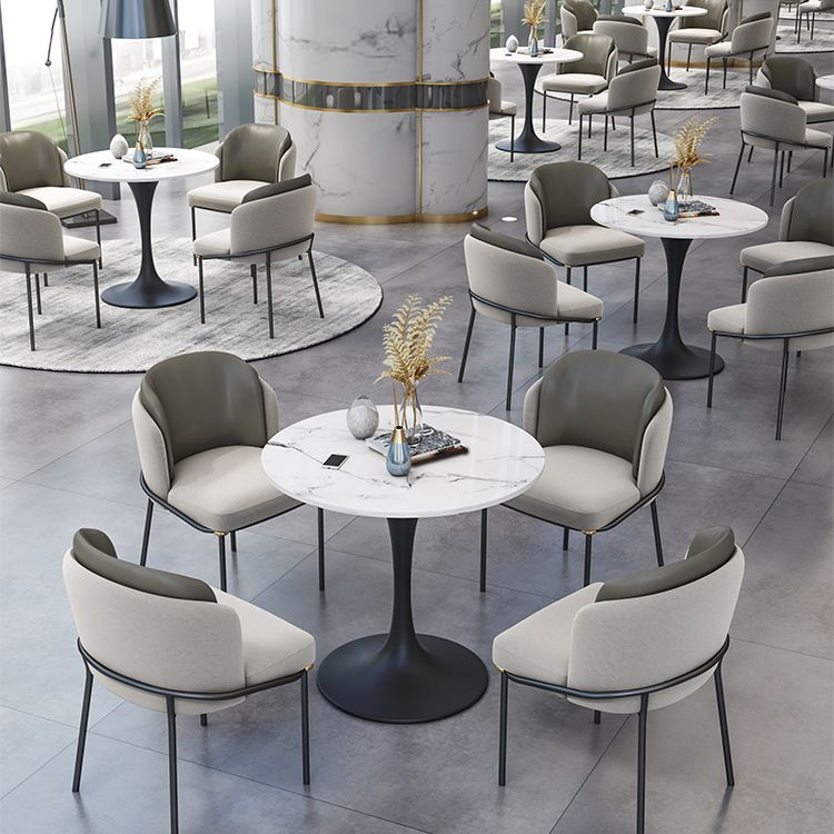 Contemporary Stone Dining Set 1/4/5 Pieces Round Dining Table Set with Padded Chairs