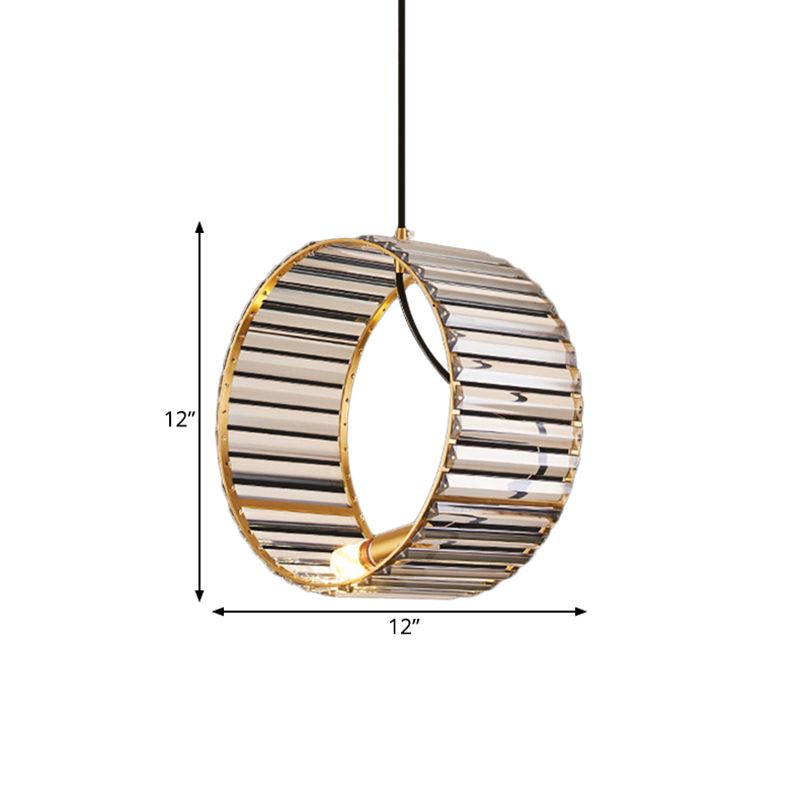 Bracelet Dining Room Ceiling Pendant Modern Stylish Ribbed Crystal 1-Light Brass Hanging Lamp