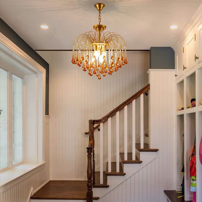 American Metal Chandelier Brown Brawn Tecrid Hasped Hanging Light for Bedroom