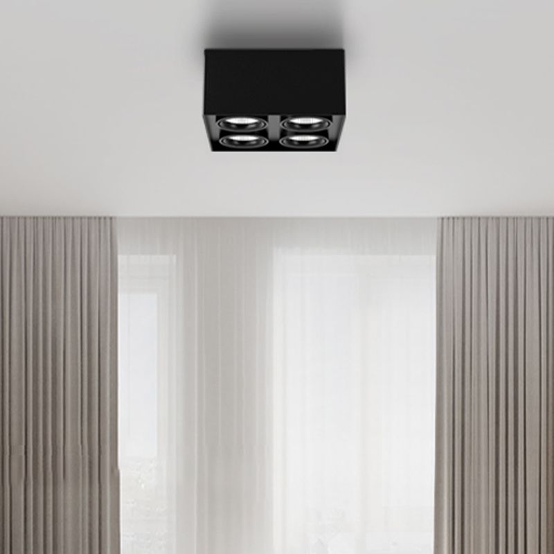 Black Square Ceiling Light Fixture Simple LED Flush Mount for Bedroom
