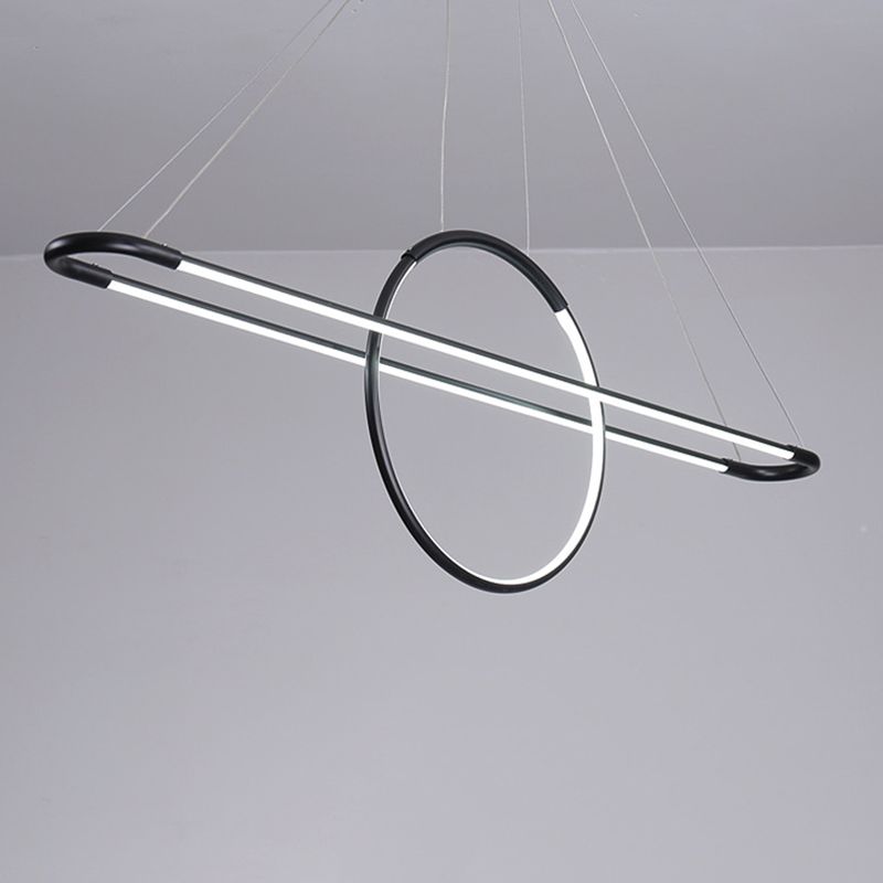 Artistic Geometric Shaped Island Light Fixture Metal Dining Room LED Ceiling Pendant Light