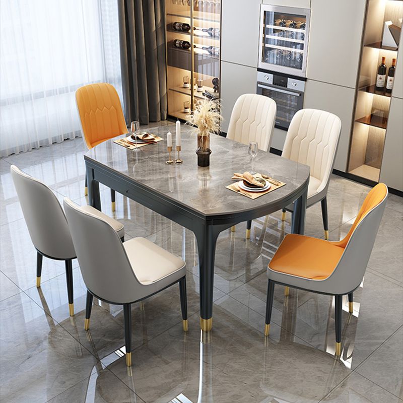 Modern Foldable  Stone Dining Table Rubber Wood Legs for Dining Room