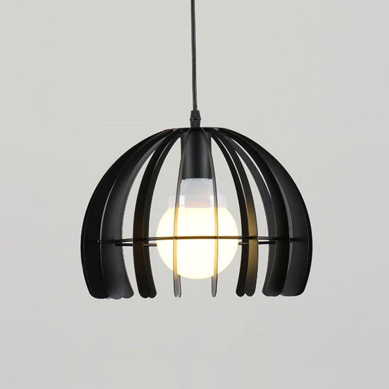 1-Light Hemisphere Pendant Lamp Factory Black Metal Hanging Light Fixture for Living Room
