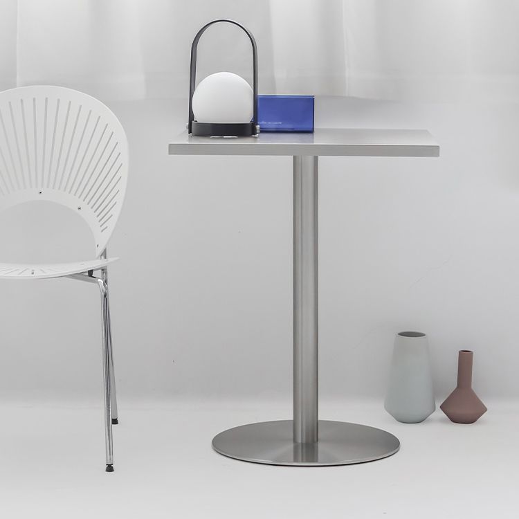 Industrial Dining Table Stainless Steel Table with Pedestal Base for Dining Room