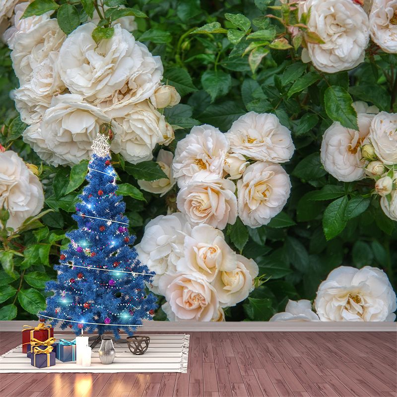 Rose Bush Mural Wall Covering for Living Room Decorative Mildew Resistant Wallpaper