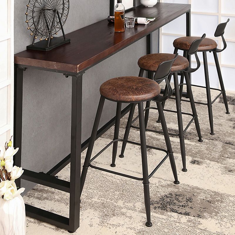 Industrial Solid Wood Bistro Bar Table Rectangle Metal Base Bar Table
