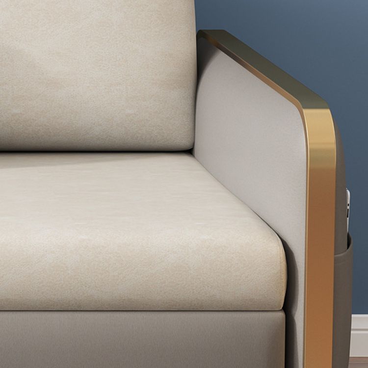 33.46" H Faux Leather Square Arm Sofa Bed with Storage For Living Room