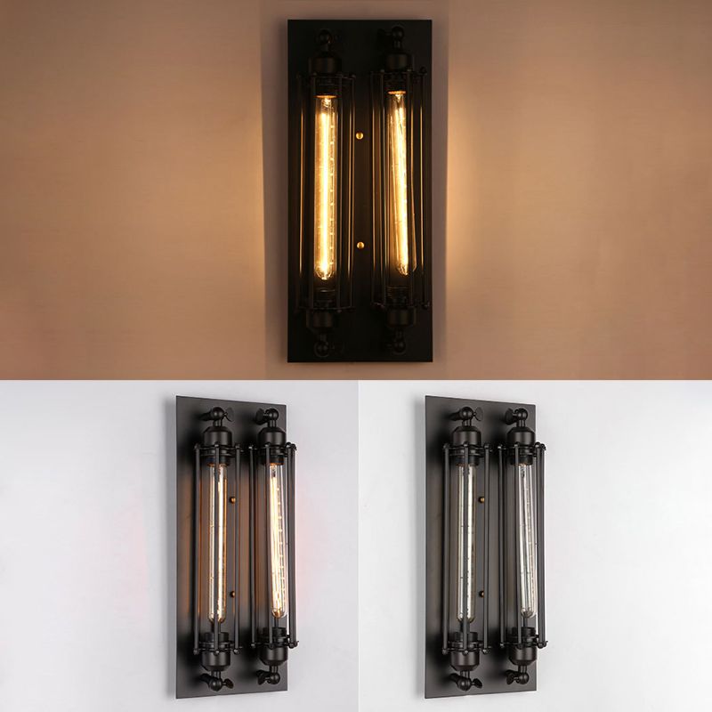 Industrial Black Metallic Lighting Flush Mount Wall Light for Living Room